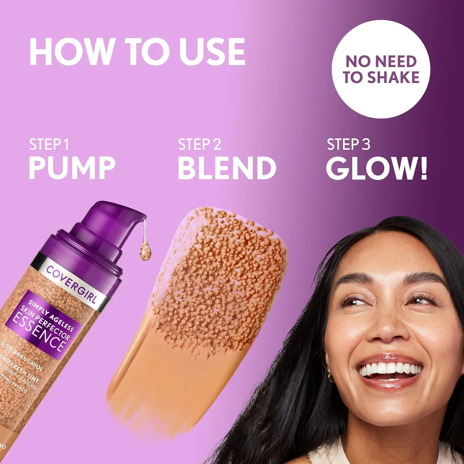 Covergirl Simply Ageless Skin Perfector Essence Foundation, 60 Tan, Tinted Skin Perfector, Skincare Makeup Hybrid, Sheer Tint, Radiant Finish, Skin-Like Finish, Vegan Formula, 1.0oz