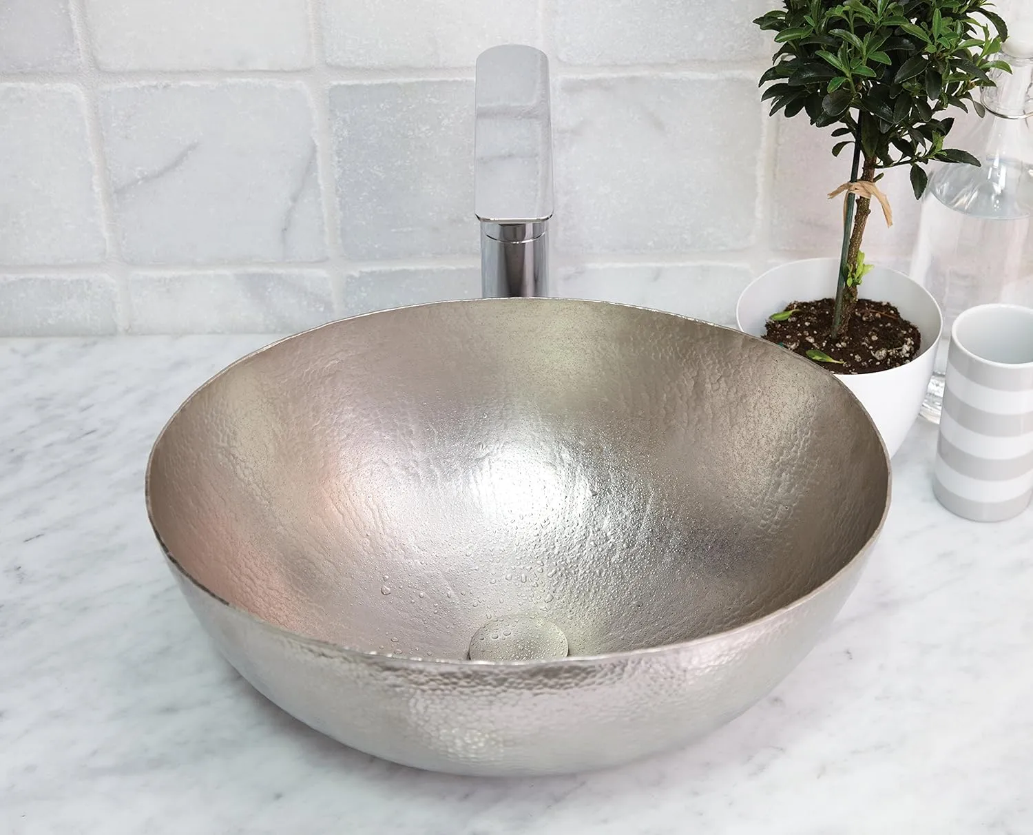 CPS569 Maestro Oval Copper Vessel Bathroom Sink, Brushed Nickel