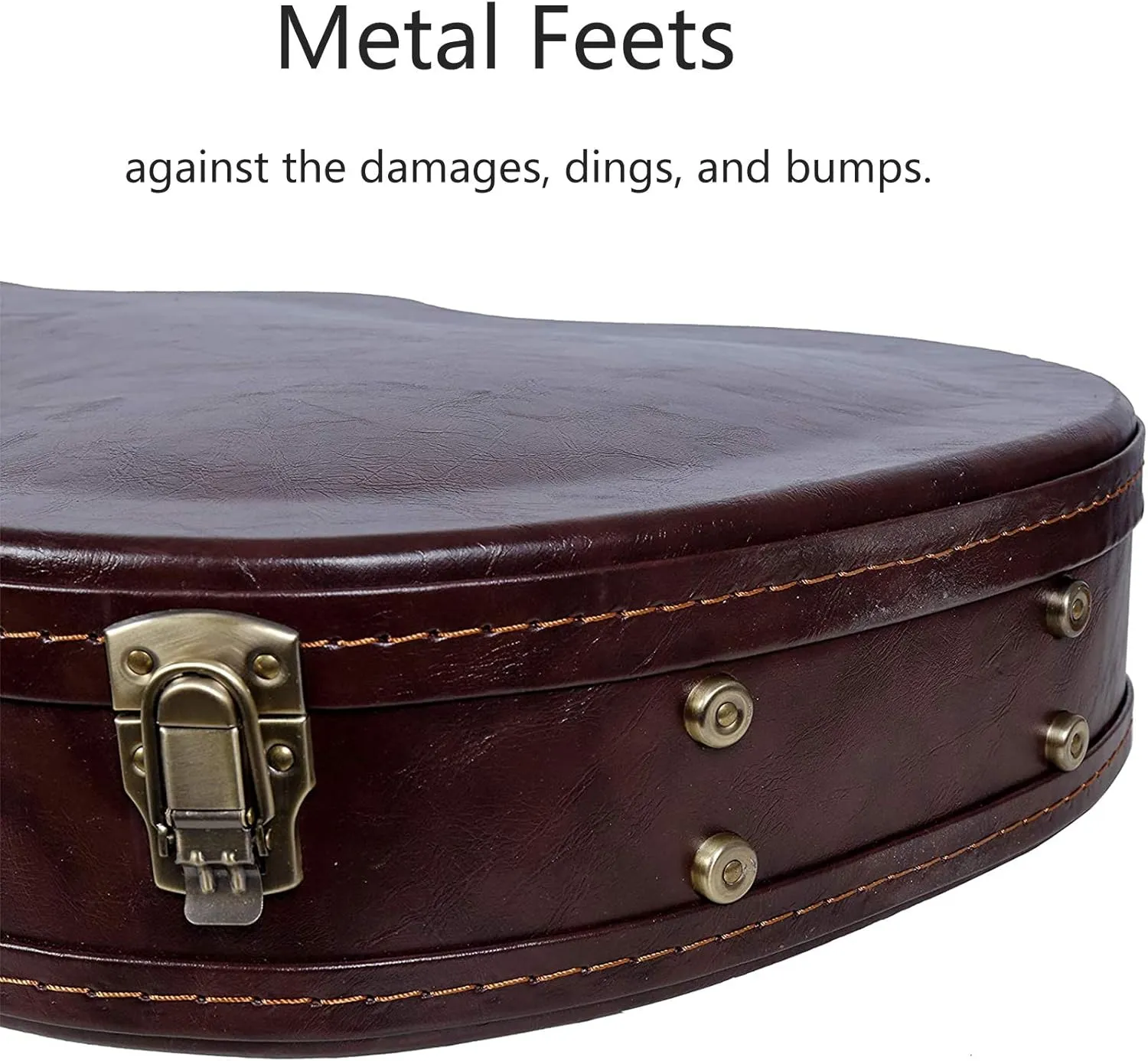 Crossrock Case - Hard-Shell Wooden Guitar Case - Fits 335 Electric Guitars - Stainless Steel Latches, Sponge Lining, Metal Feet, Storage Space - Vintage Brown