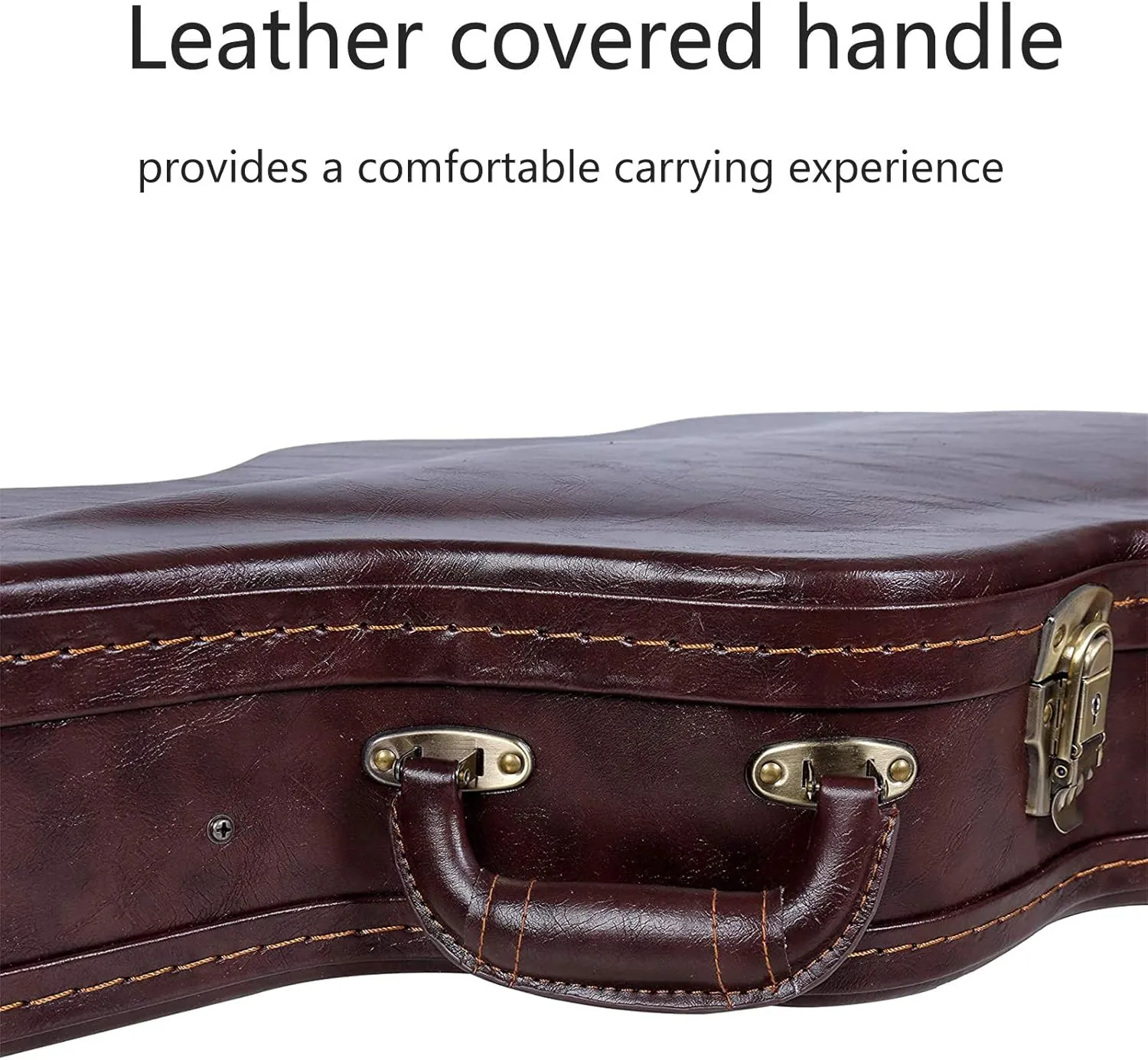 Crossrock Case - Hard-Shell Wooden Guitar Case - Fits 335 Electric Guitars - Stainless Steel Latches, Sponge Lining, Metal Feet, Storage Space - Vintage Brown