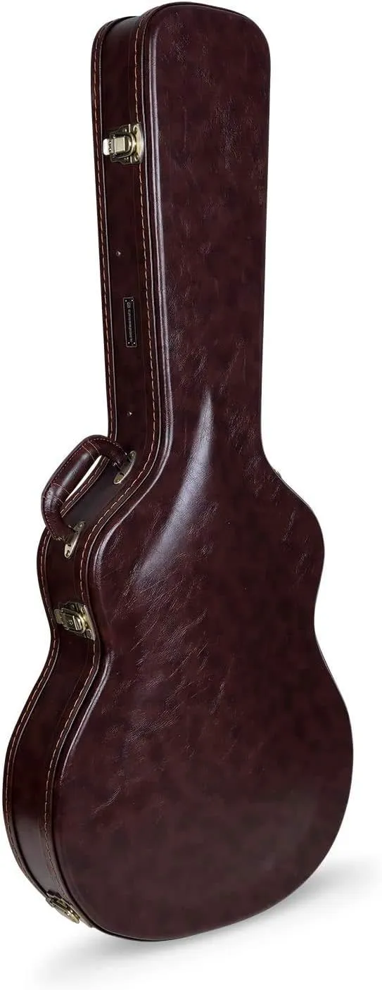 Crossrock Case - Hard-Shell Wooden Guitar Case - Fits 335 Electric Guitars - Stainless Steel Latches, Sponge Lining, Metal Feet, Storage Space - Vintage Brown