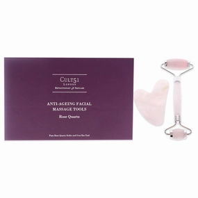 CULT51 Anti-Ageing Facial Massage Tools - Helps Restore Your Perfect, Beautiful Skin While Eliminating Wrinkles - A Crystal That Soothes The Skin And Mind - Double-Ended Roller - Rose Quartz - 2 Pc