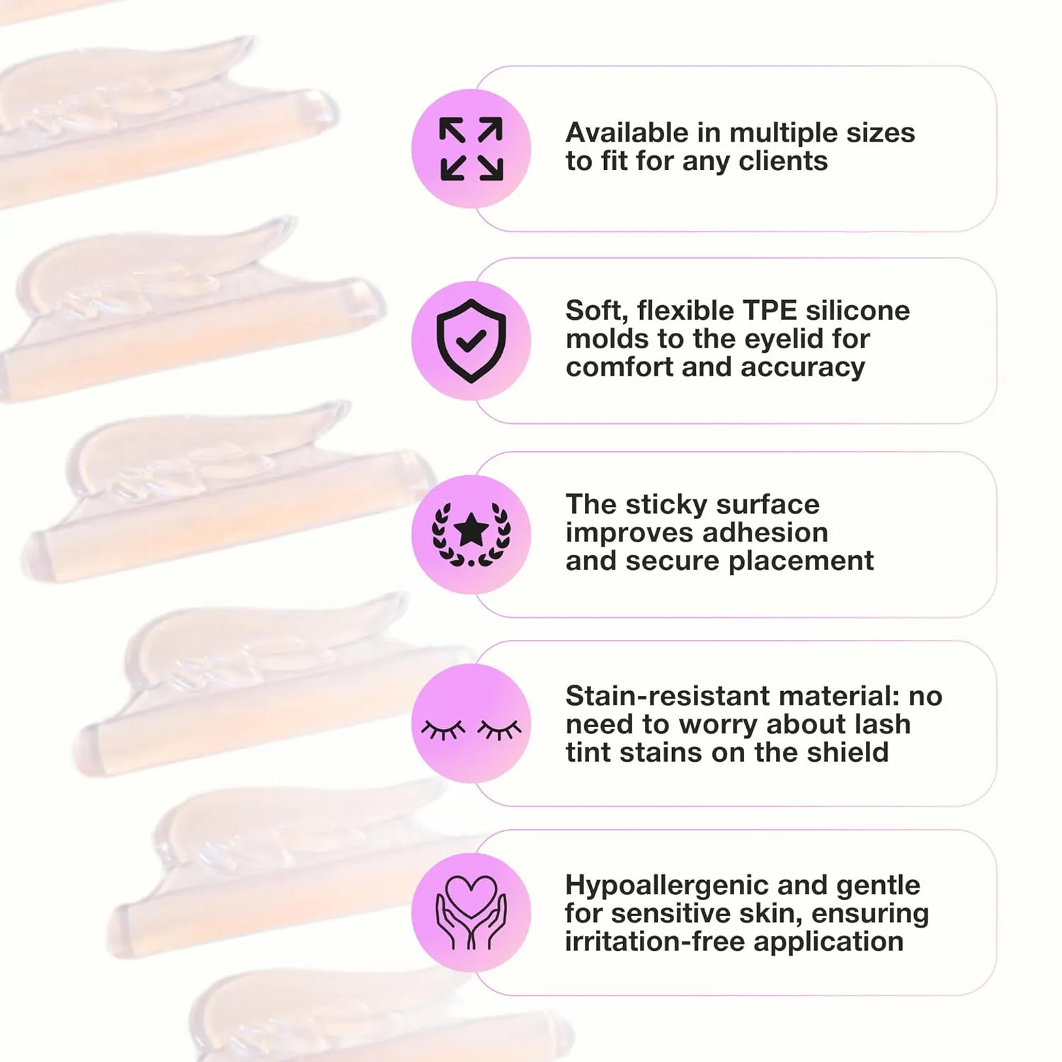 Curacoro Lash Lift Shields, 16 Pcs/8 Sizes Lash Lift Rods, Lash Lift Pads for Eyelash Curling and Lifting, Reusable Silicone Lash Rods for Eyelash Perm Lamination