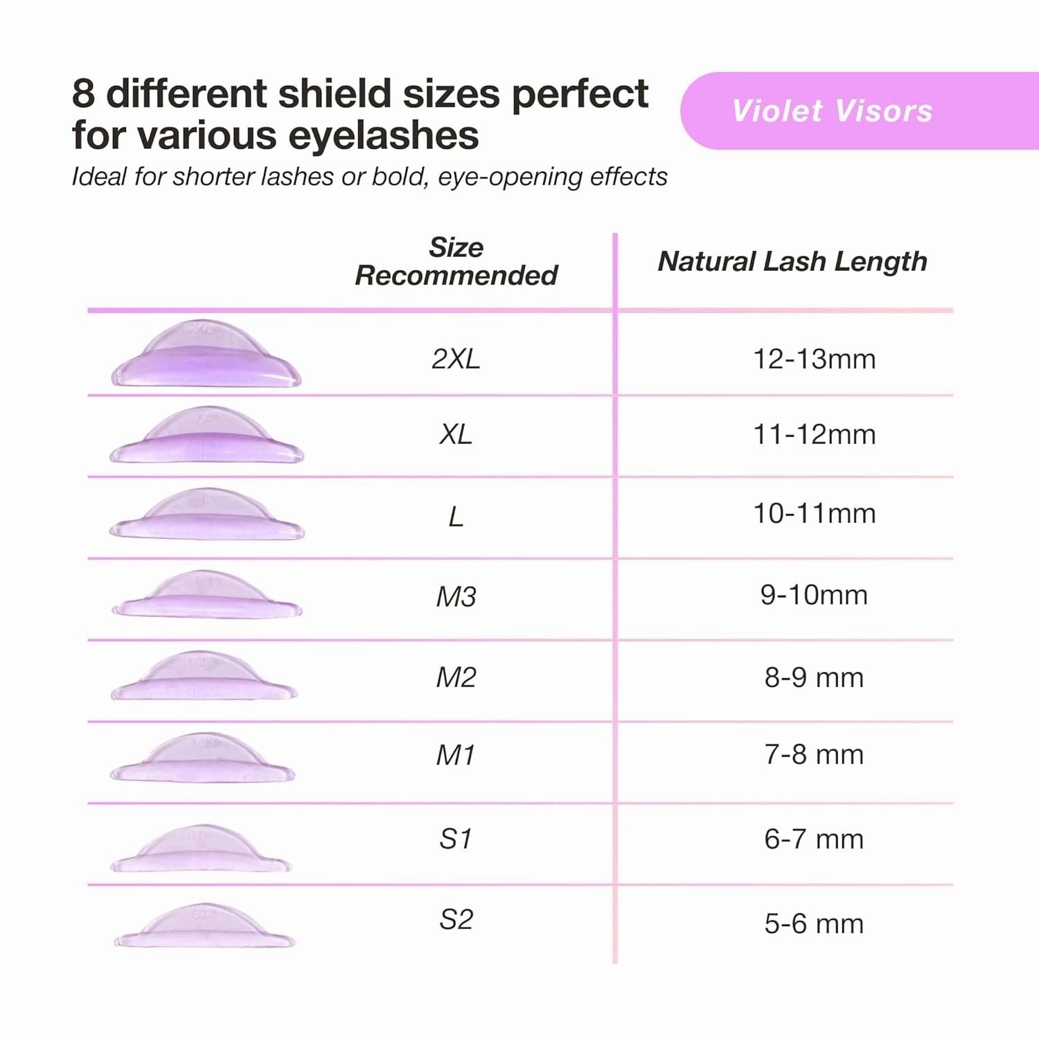 Curacoro Lash Lift Shields, 16 Pcs/8 Sizes Lash Lift Rods, Lash Lift Pads for Eyelash Curling and Lifting, Reusable Silicone Lash Rods for Eyelash Perm Lamination