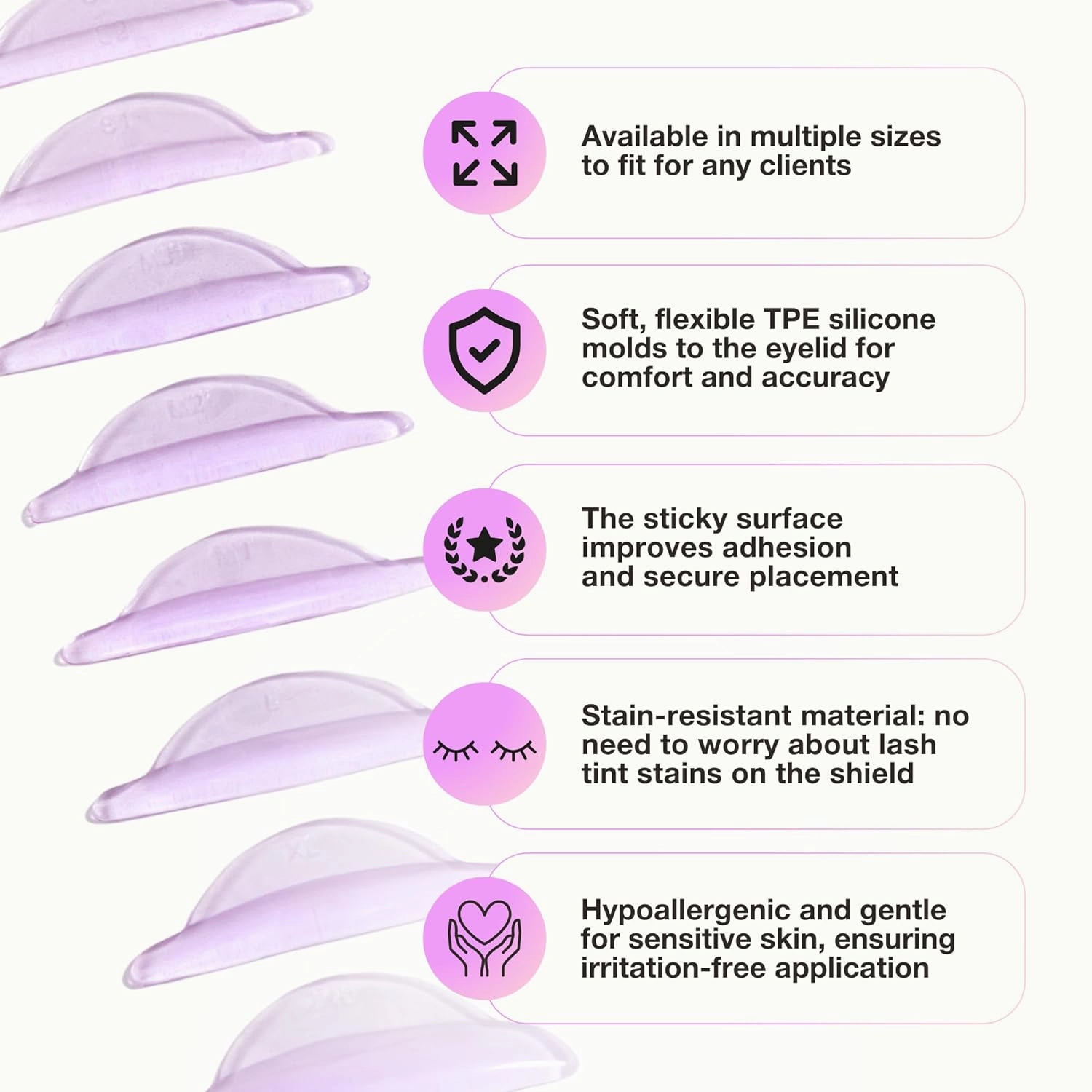 Curacoro Lash Lift Shields, 16 Pcs/8 Sizes Lash Lift Rods, Lash Lift Pads for Eyelash Curling and Lifting, Reusable Silicone Lash Rods for Eyelash Perm Lamination