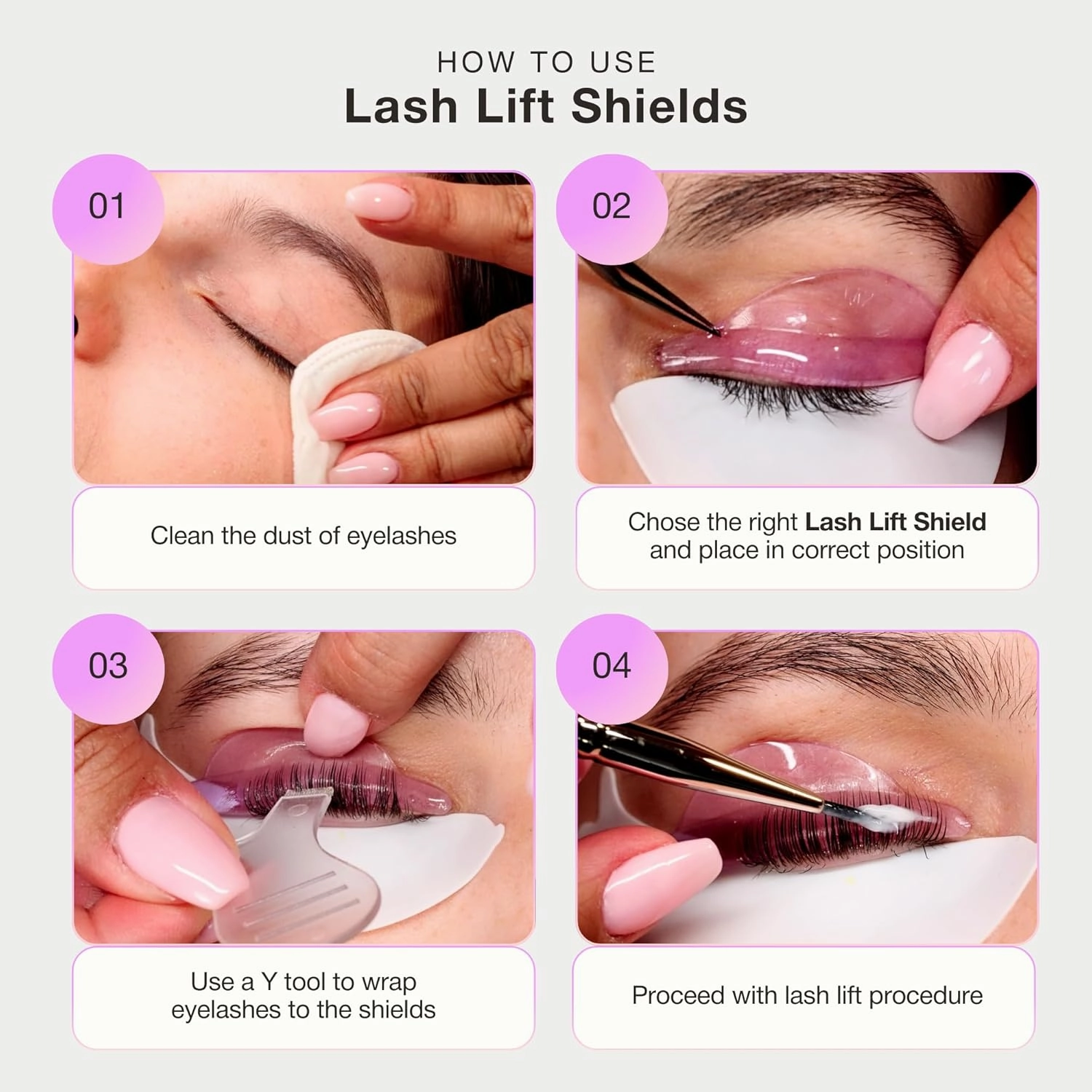 Curacoro Lash Lift Shields, 16 Pcs/8 Sizes Lash Lift Rods, Lash Lift Pads for Eyelash Curling and Lifting, Reusable Silicone Lash Rods for Eyelash Perm Lamination