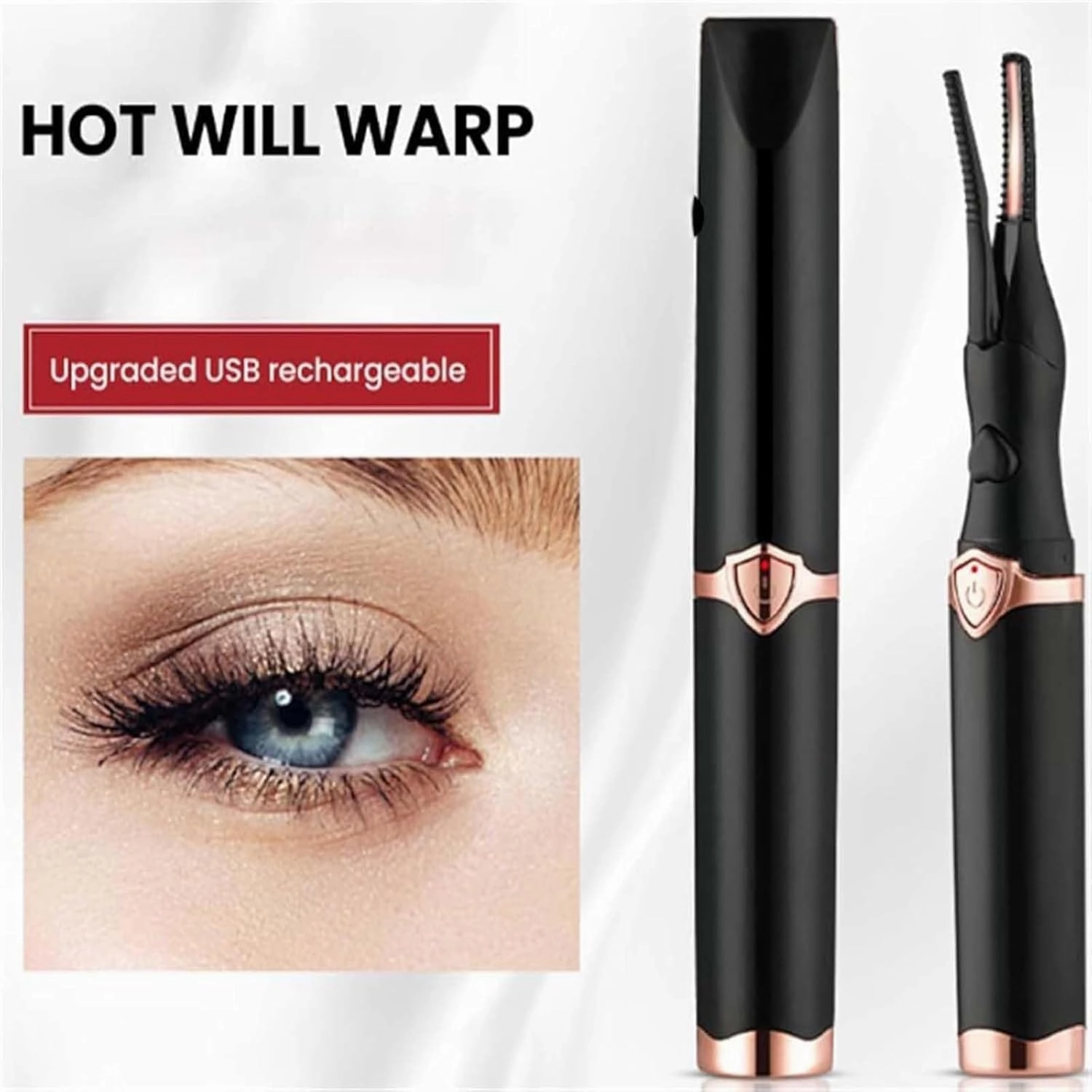 Curluxe Eyelash Curler, New Heated Eyelash Curler, 3 Temperature Adjustment, Electric, Natural Curling, Smart Temperature Control (Black)