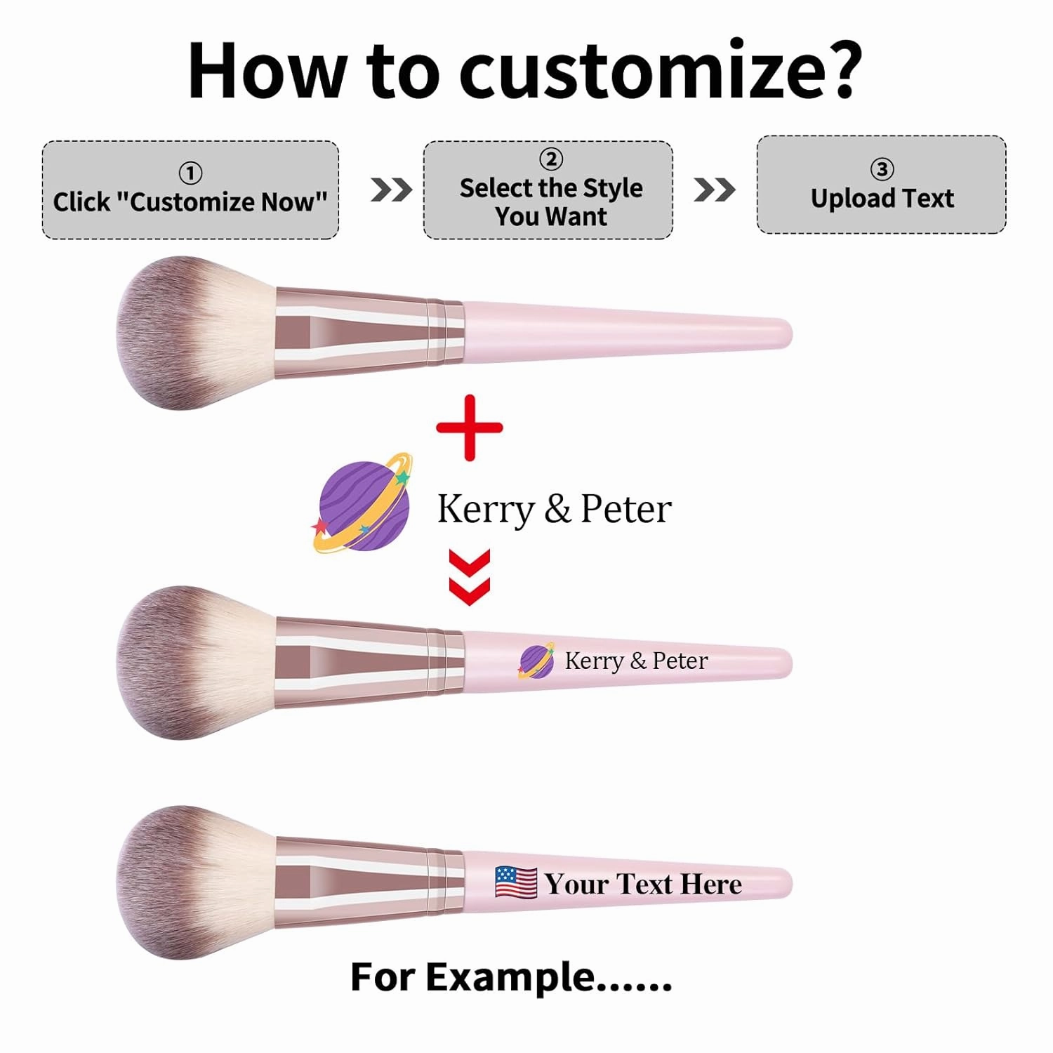 Customizable Makeup Brushes with Your Text Logo,29 Pcs Makeup Kit, Multi-functional Makeup Tool Set with Personalized Makeup Brush Cosmetic Bag Powder Puffs Makeup Brushes Set (Pinkgold, 29 Piece Set)