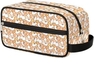 Cute Animal Dog Travel Toiletry Bag for Women Men Small Cosmetic Makeup Organizer Water Resistant Shaving Bag Portable Make Up Bag Storage Bags with Handle