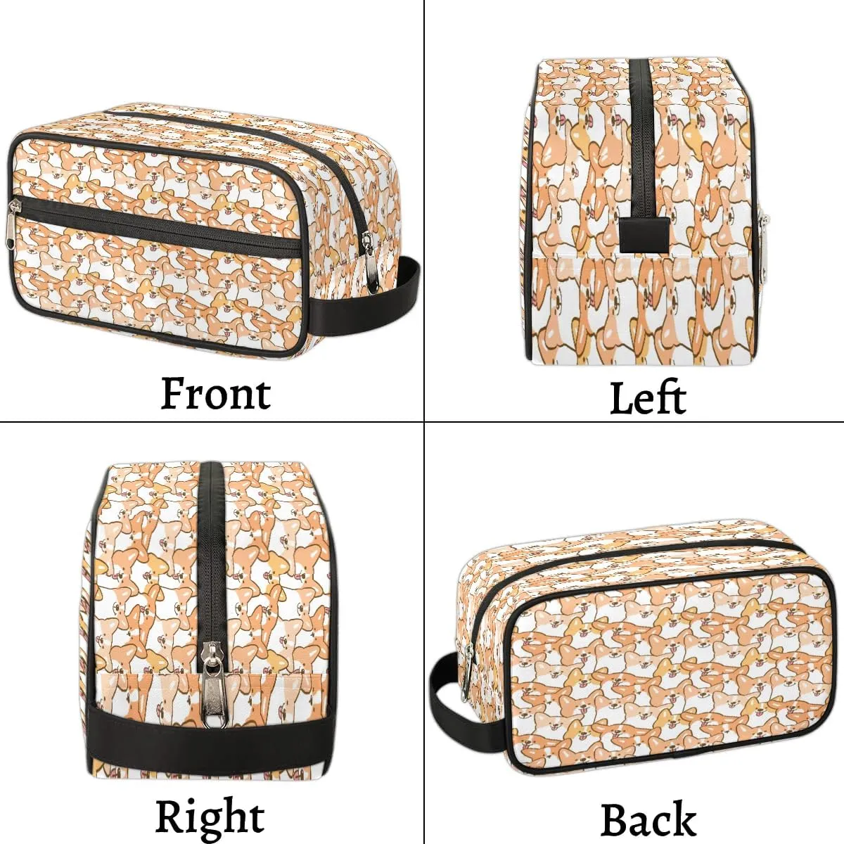 Cute Animal Dog Travel Toiletry Bag for Women Men Small Cosmetic Makeup Organizer Water Resistant Shaving Bag Portable Make Up Bag Storage Bags with Handle