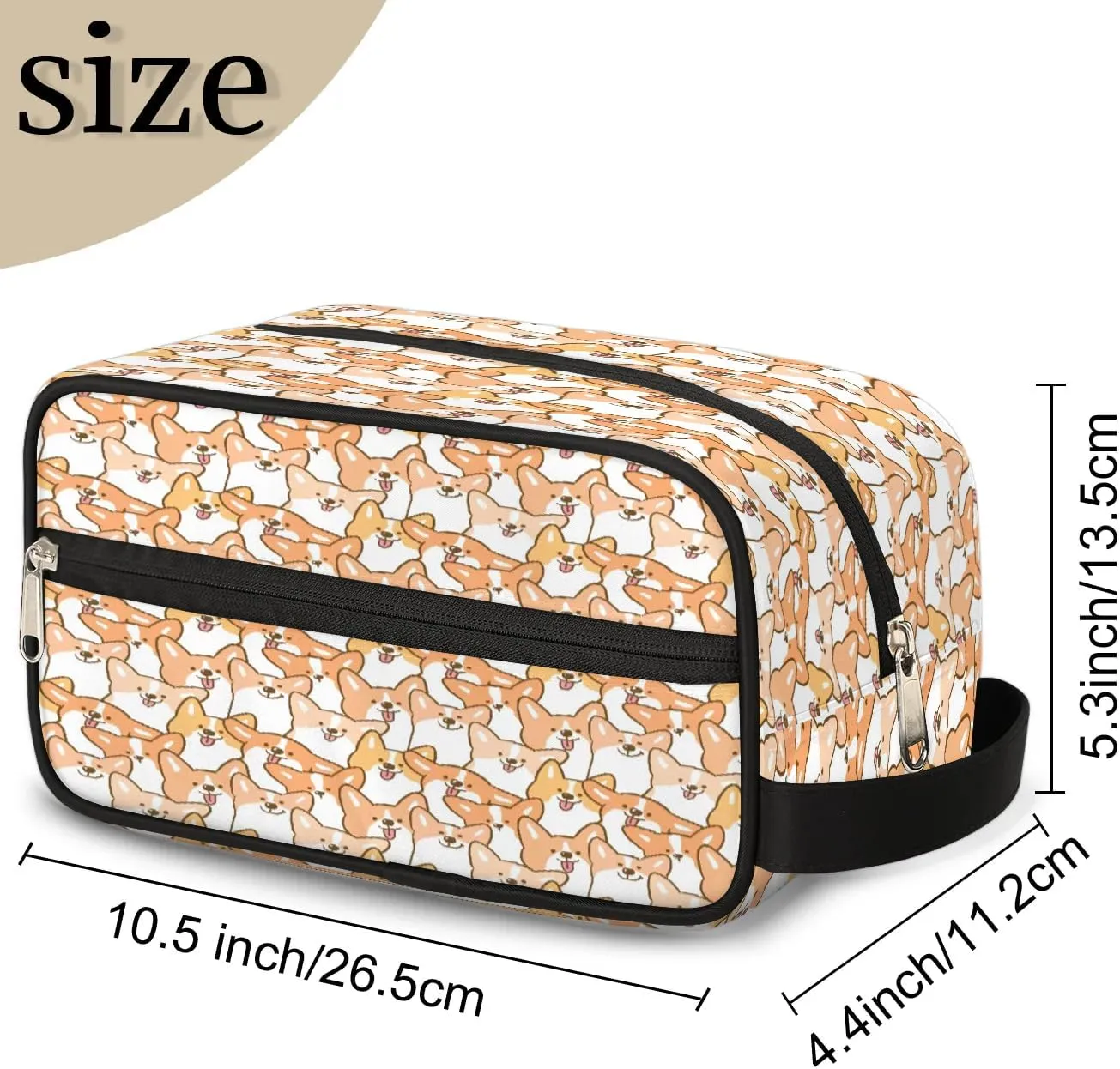 Cute Animal Dog Travel Toiletry Bag for Women Men Small Cosmetic Makeup Organizer Water Resistant Shaving Bag Portable Make Up Bag Storage Bags with Handle