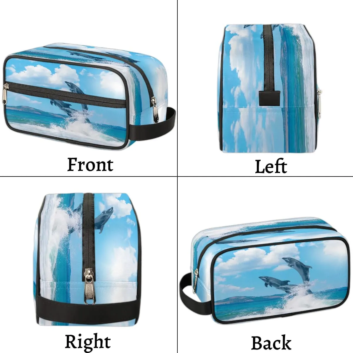 Cute Dolphins Paint Travel Toiletry Bag for Women Men Small Cosmetic Makeup Organizer Water Resistant Shaving Bag Portable Make Up Bag Storage Bags with Handle