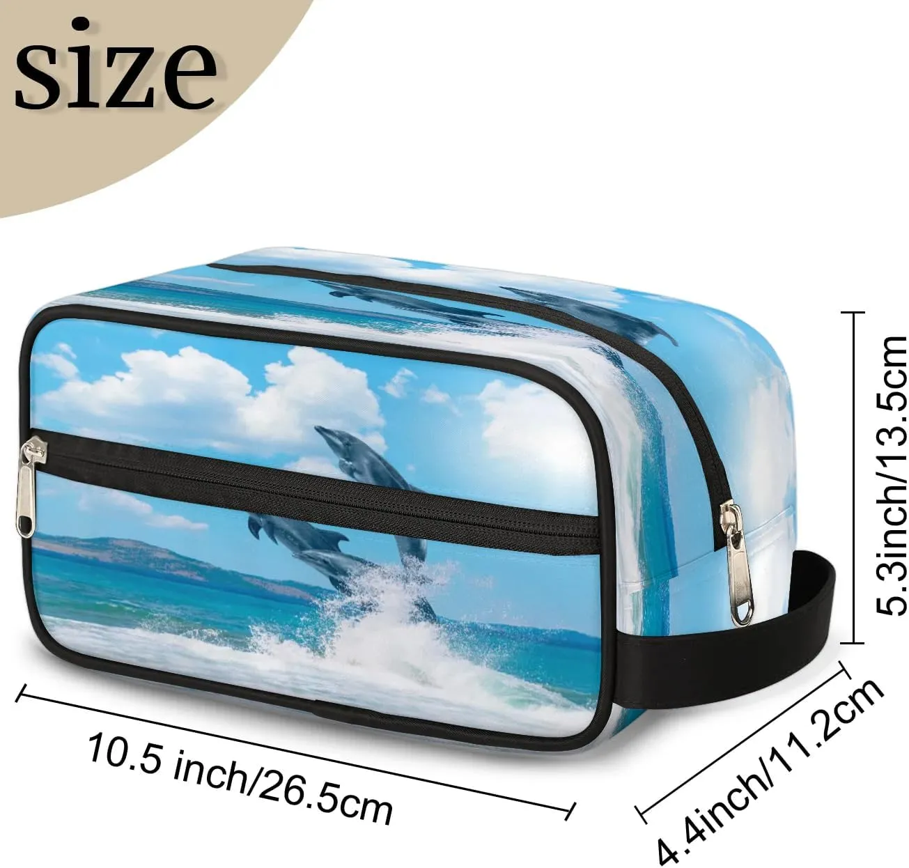 Cute Dolphins Paint Travel Toiletry Bag for Women Men Small Cosmetic Makeup Organizer Water Resistant Shaving Bag Portable Make Up Bag Storage Bags with Handle