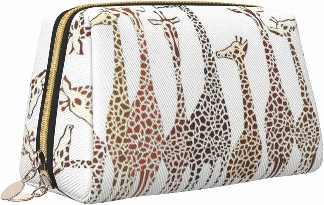 Cute Cartoon Funny Giraffes Toiletry Pouch, Travel-Friendly Makeup Organizer For Makeup Brushes, Lipsticks