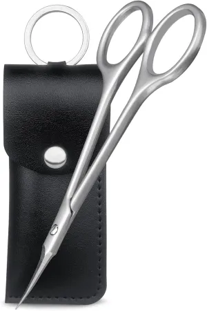 Cuticle Scissors Extra Fine Curved Blade,Precise Stainless Steel Long Handle Professional Grooming Manicure Scissors for Nail, Eyebrow, Eyelash, Dry Skin
