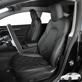 CZCGYDY Seat Covers for Tesla Model Y 2020 2021 2022 2023,Car Seat Covers Full Set Custom Fit for Model Y 5 Seater,Airbag Compatible,Full Surround,Breathable Leather,Easy to Clean(Black)
