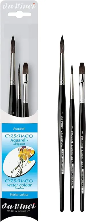 da Vinci Watercolor Series 5386 Casaneo Paint Brush Set, New Wave Synthetics, 3 Brush Set