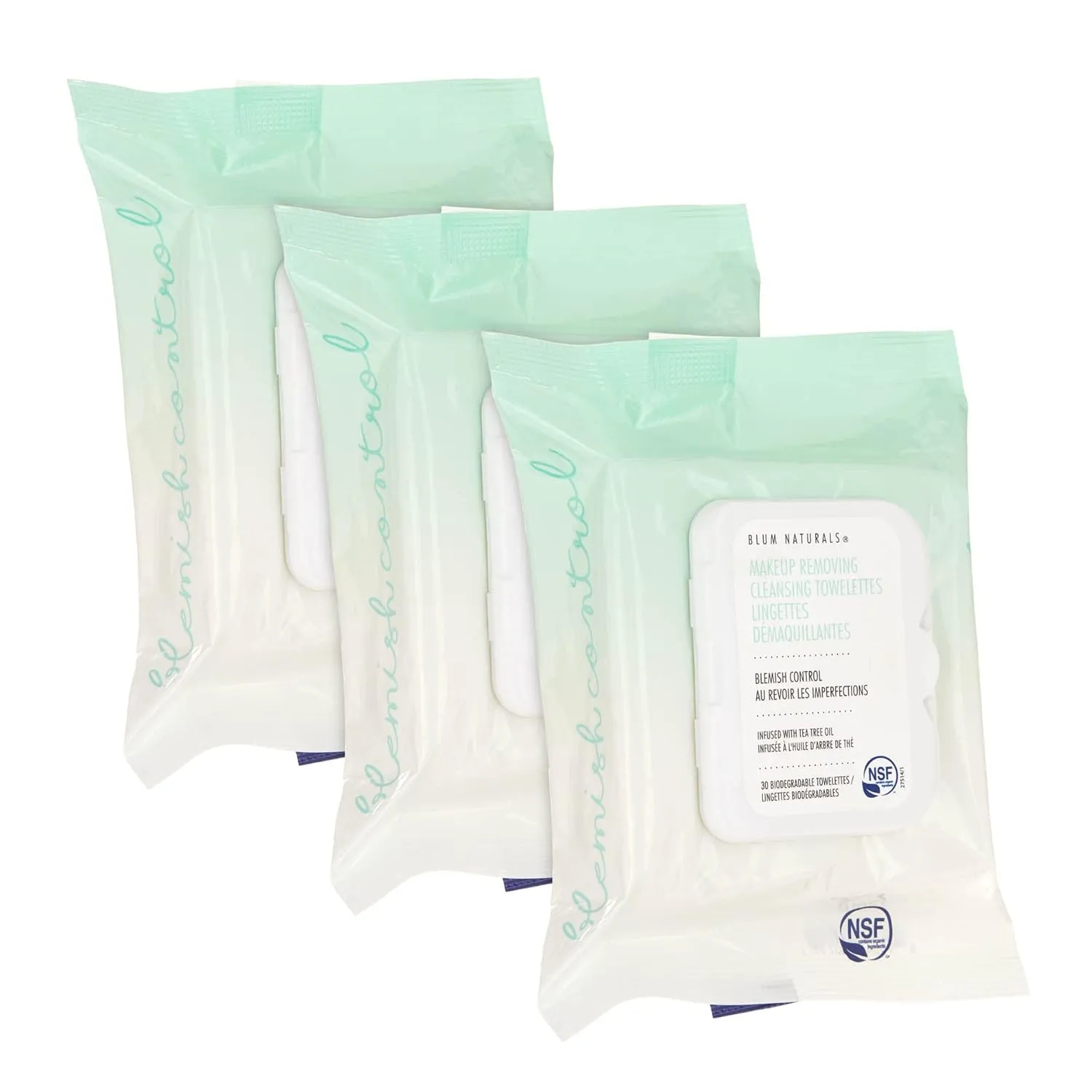 Daily Combination/Oily Skin Cleansing Towelettes with Tea Tree Oil, PACK OF 3 (90 Count Total)
