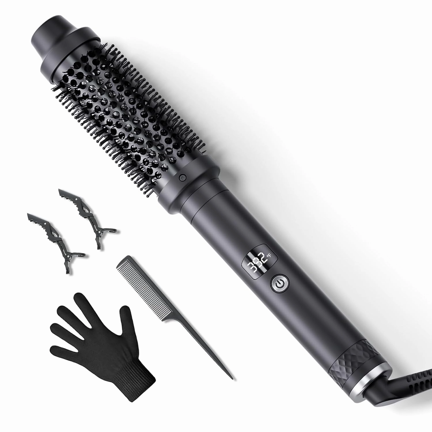 DAILYLIFE Thermal Brush, 1.5 Inch Heated Round Brush Curling Iron with 5 Temp Settings, Dual Voltage Travel Hair Styling Tool, Gifts for Women Girls Mom, Black