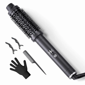 DAILYLIFE Thermal Brush, 1.5 Inch Heated Round Brush Curling Iron with 5 Temp Settings, Dual Voltage Travel Hair Styling Tool, Gifts for Women Girls Mom, Black