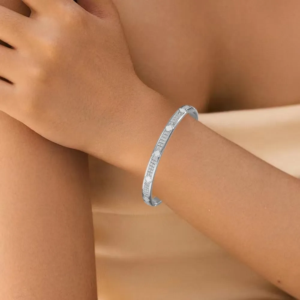 Dainty Bangle Bracelet for Women Personalized Cubic Zirconia Love Bracelets Tiny Waist Oval Bangles Bracelets Gifts for Love