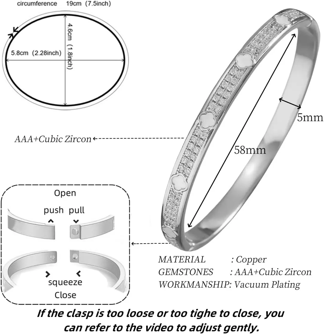 Dainty Bangle Bracelet for Women Personalized Cubic Zirconia Love Bracelets Tiny Waist Oval Bangles Bracelets Gifts for Love