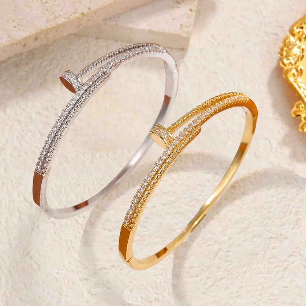 Dainty Bangle Bracelet for Women Personalized Cubic Zirconia Love Bracelets Tiny Waist Oval Bangles Bracelets Gifts for Love