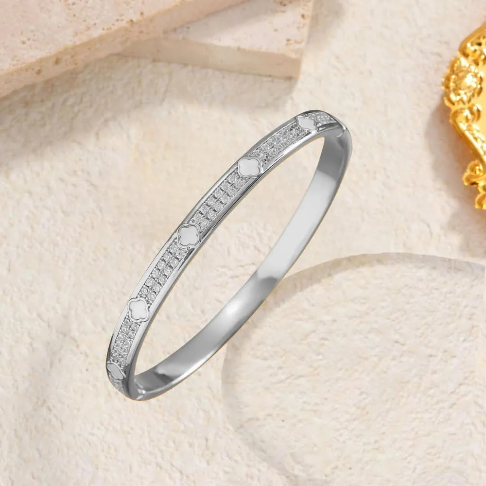 Dainty Bangle Bracelet for Women Personalized Cubic Zirconia Love Bracelets Tiny Waist Oval Bangles Bracelets Gifts for Love