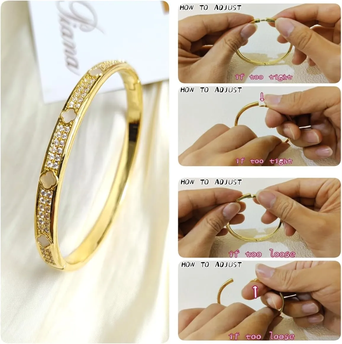 Dainty Bangle Bracelet for Women Personalized Cubic Zirconia Love Bracelets Tiny Waist Oval Bangles Bracelets Gifts for Love