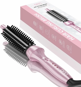 DAN Technology Curling Iron Brush, 1 inch, Ceramic, Pink, Adjustable Temperature, Dual Voltage, Fast Heating, Anti-Scald, Safety Auto Shut Off, for Curly Hair, HAIR IRON