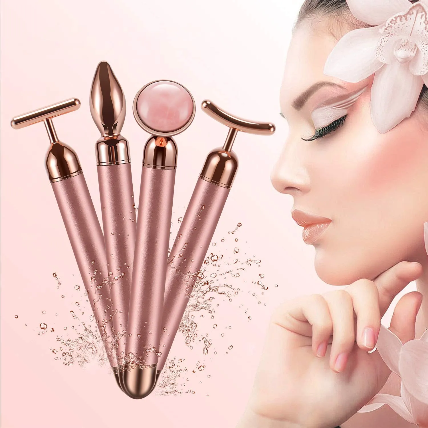 DANGSHAN 4-in-1 Face Massager Roller 24k Golden Face Roller, Arm Eye Nose Massage for Face Facial Massager Skin Care Tools