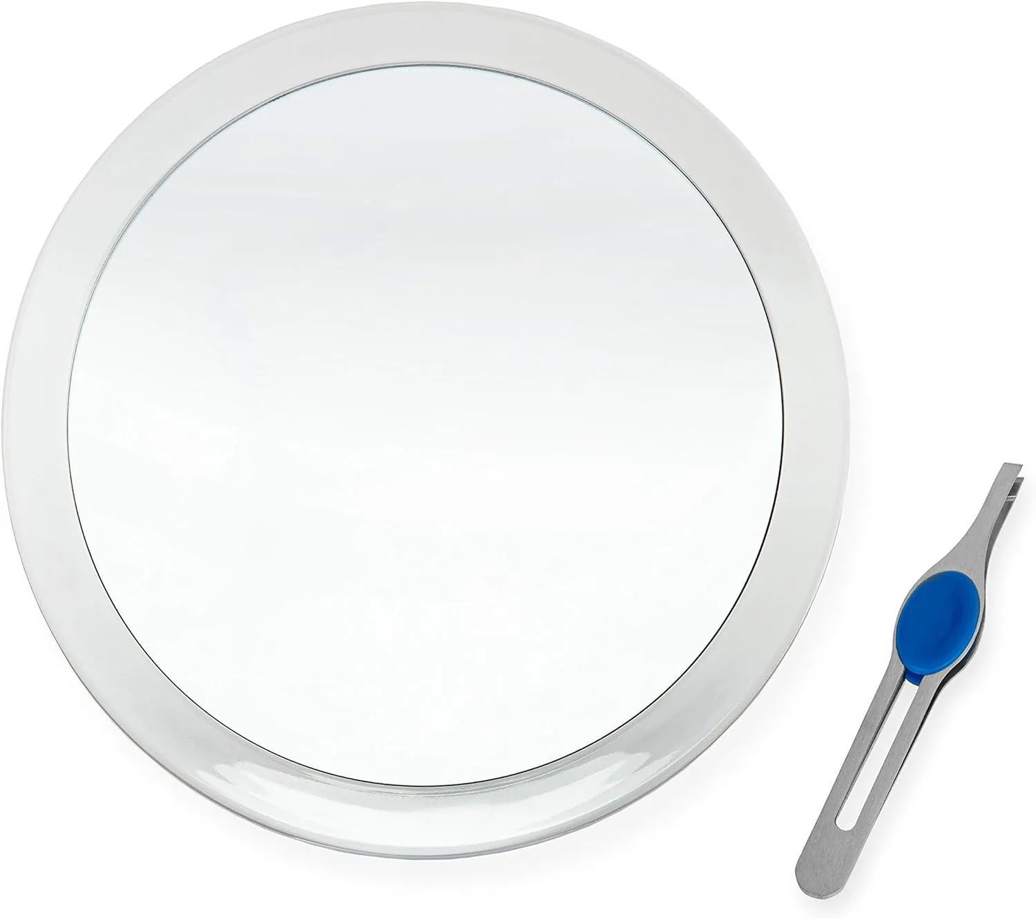 DBTech Large 8-Inch Suction 10x Magnifying Mirror with Precision Tweezers w/Rubberized Grips, Triple Suction for Lasting Hold on Most Flat Surfaces