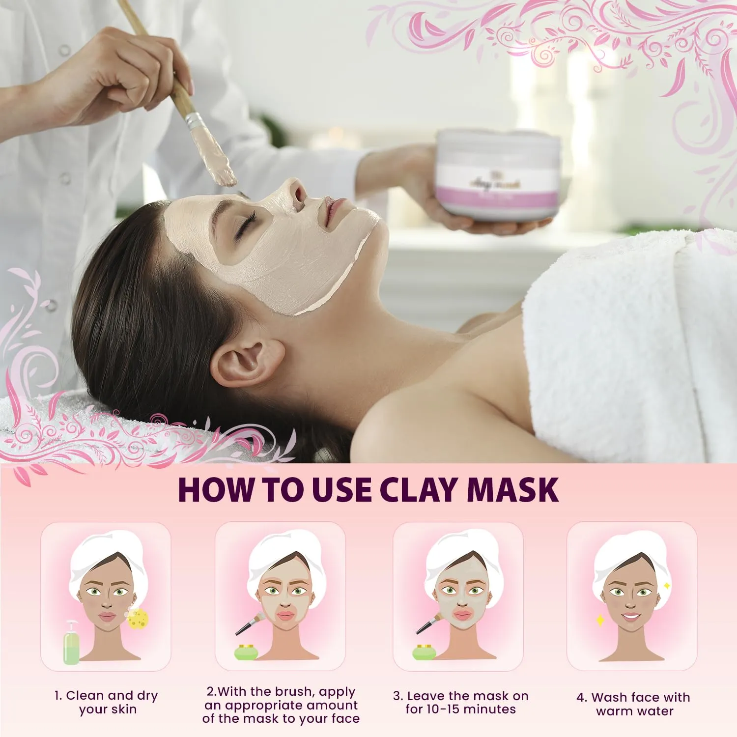 Dead Sea Collection Clay Mask with Rose Hip Oil for Face - Deep Cleansing Skin Care Spa Facial Mask with Dead Sea Minerals - Nourishing and Moisturizing Skin (8.4 fl.oz)