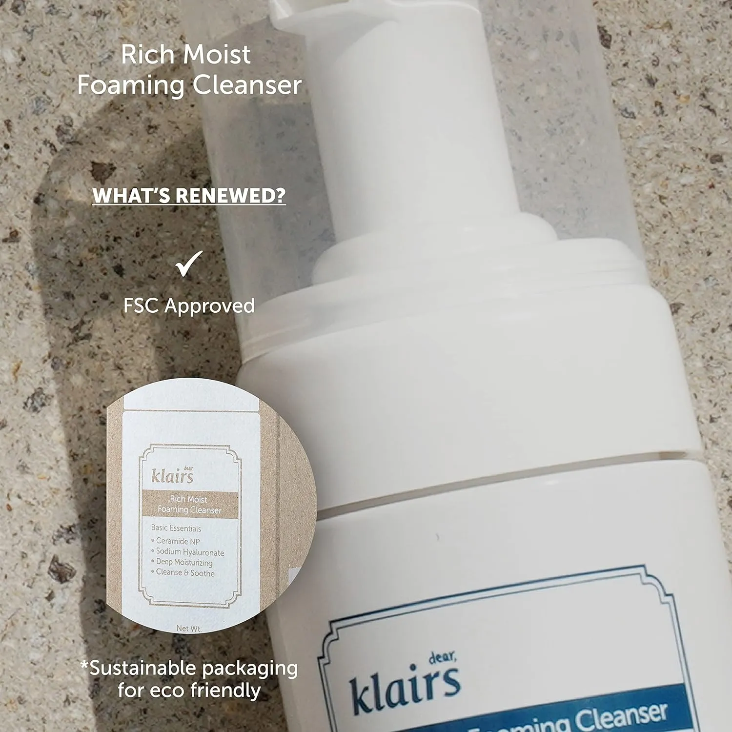 DearKlairs] K-Beauty Skincare Rich Moist Foaming Cleanser, 3.4 fl oz (100 ml)