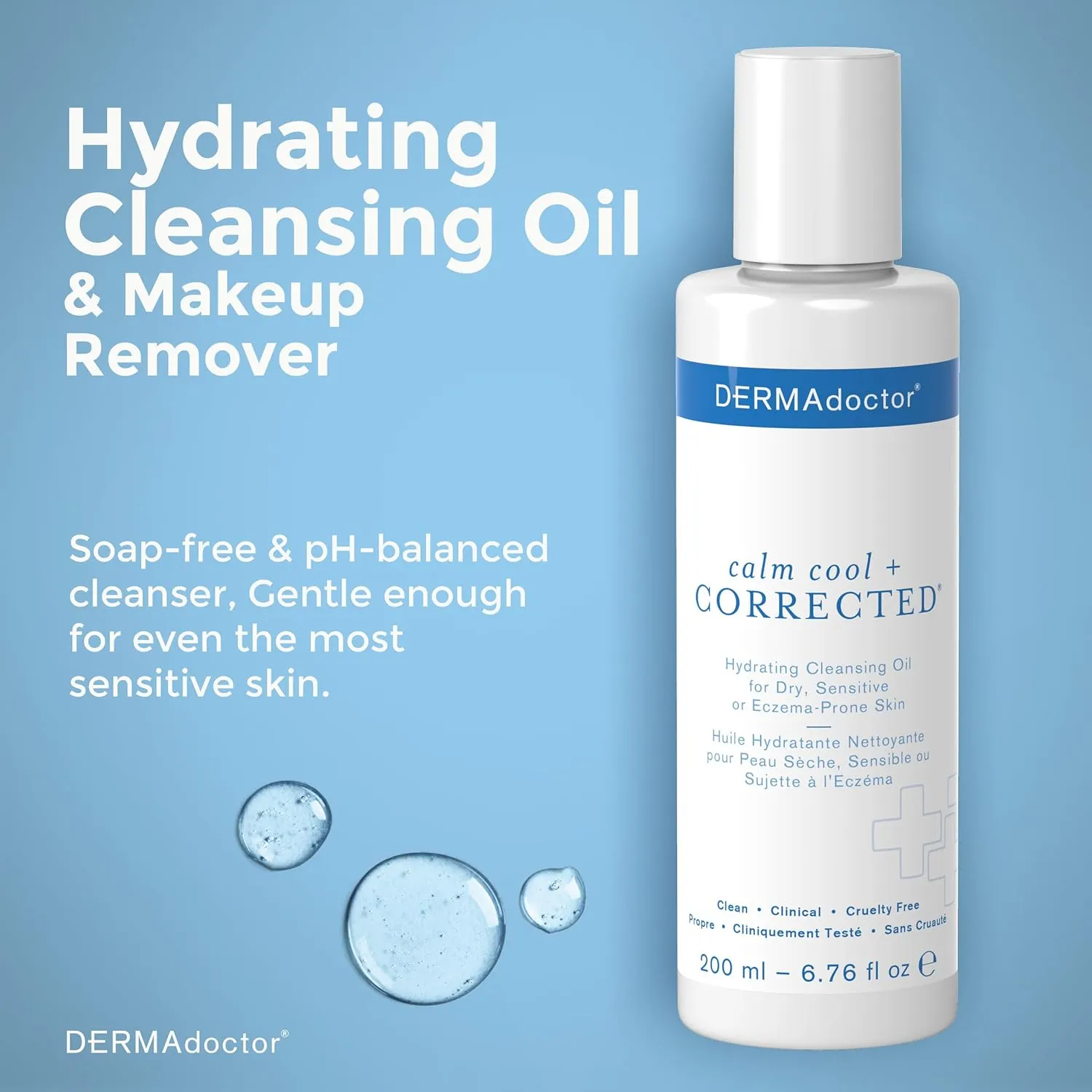 DERMAdoctor Hydrating Cleansing Oil and Makeup Remover; Dermatologist Formulated Gentle Fragrance Free Face Cleanser with Jojoba Oil and Hibiscus Extract - 6.67 fl. oz.