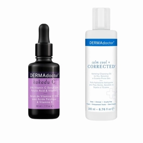 DERMAdoctor Hydrating Cleansing Oil & Kakadu C 20% Vitamin C Face Serum Bundle for Radiant, Youthful Skin