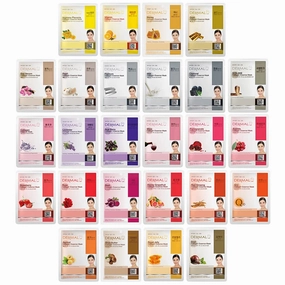 DERMAL Korea Collagen Essence Full Face Facial Mask Sheet 26 Yellow & Red Combo Pack - Skin Nourishing Elasticity
