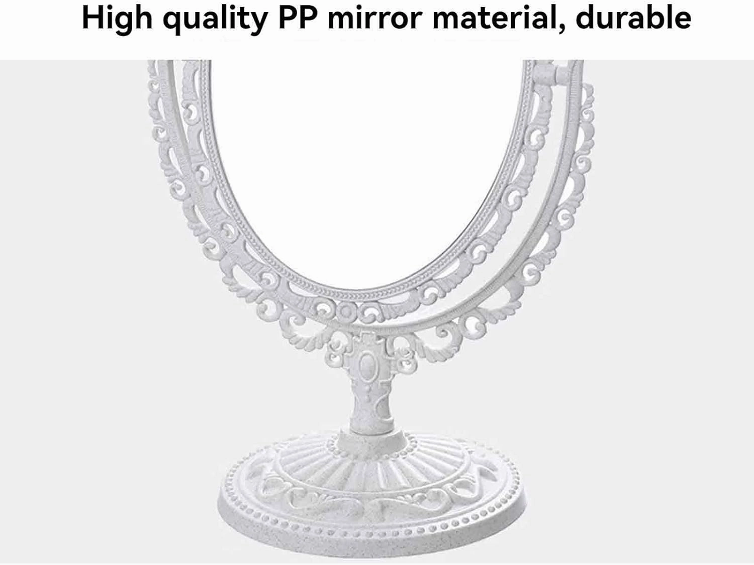 Desk Mirror, Small Desktop Makeup Mirror for Dormitory and Bedroom, Nordic Desktop Double-Sided Makeup Mirror, Pp Material, 360° Adjustable, Rounded Base, White/Blue/Pink