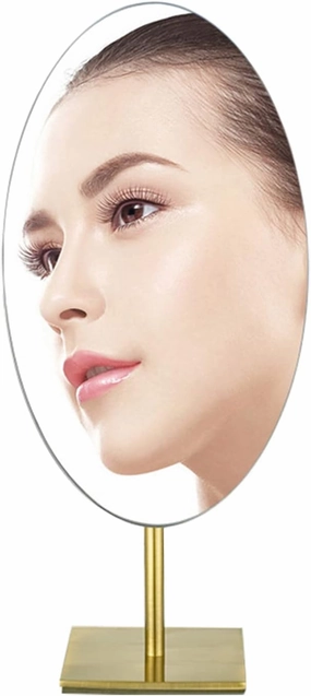 Desktop Makeup Mirror, 360° Rotation Single Sided Makeup Mirror Round Shape Mirror Makeup Mirror for Women Table Desk Vanity Makeup Mirror, Portable (Antique Copper)