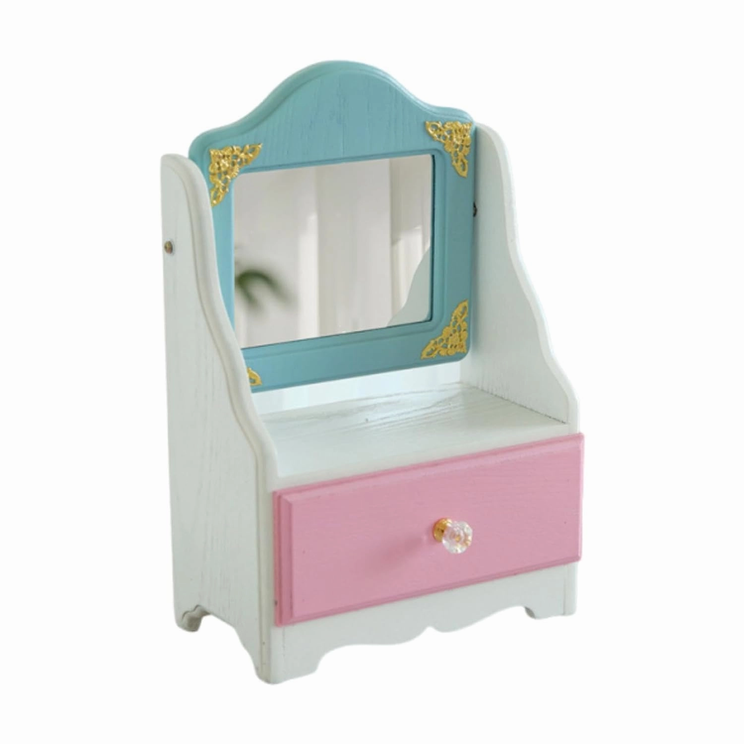 Desktop Makeup Mirror with Drawer Storage Box Decor Cosmetic Organizer Makeup Case for Dressing Room, Countertop Bedroom