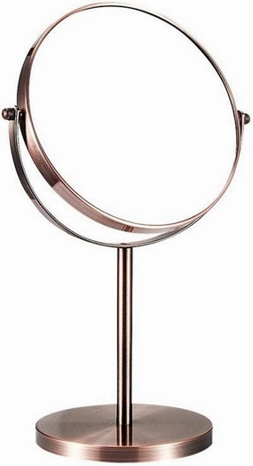 Desktop Makeup Vanity Mirror,Two-Sided Beauty Mirror 3X Magnification Cosmetic Mirror 360° Swivel Bathroom Mirror,Red Bronze