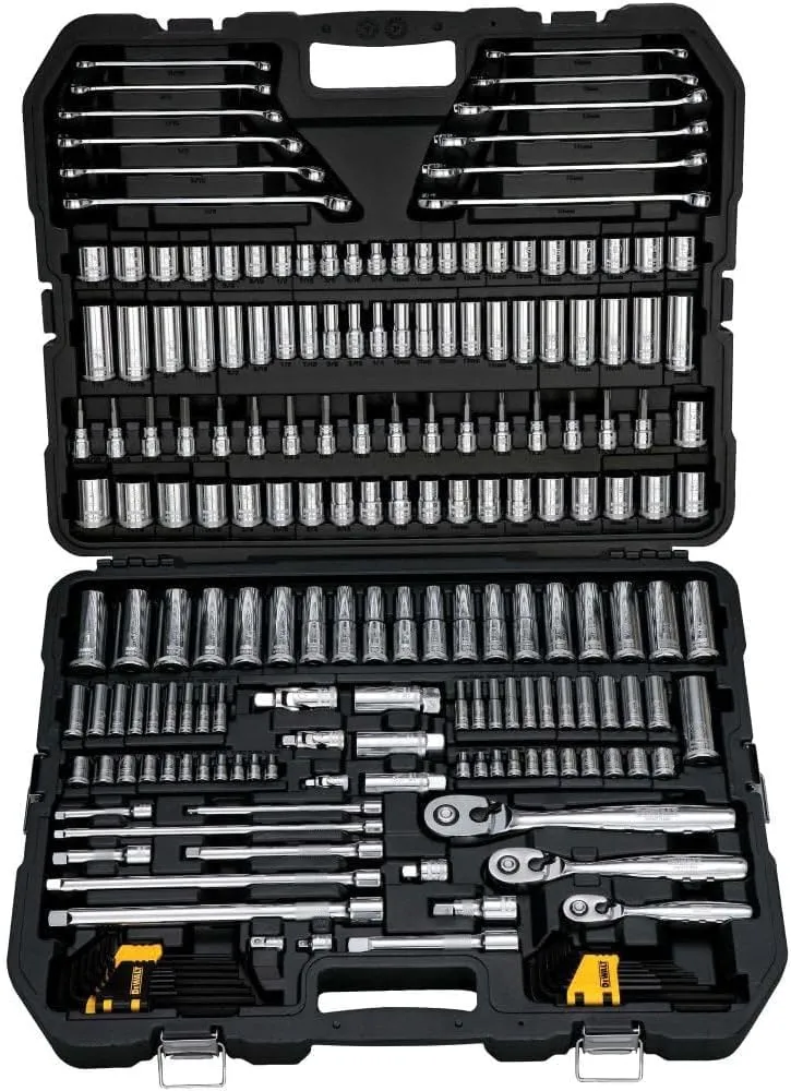 DEWALT Mechanics Tools Kit and Socket Set, 204-Piece, 1/4" & 3/8" & 1/2" Drive, MM/SAE (DWMT72165)