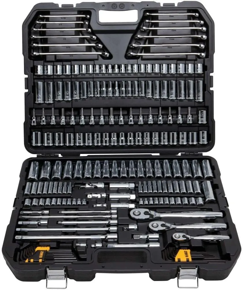 DEWALT Mechanics Tools Kit and Socket Set, 204-Piece, 1/4" & 3/8" & 1/2" Drive, MM/SAE (DWMT72165)
