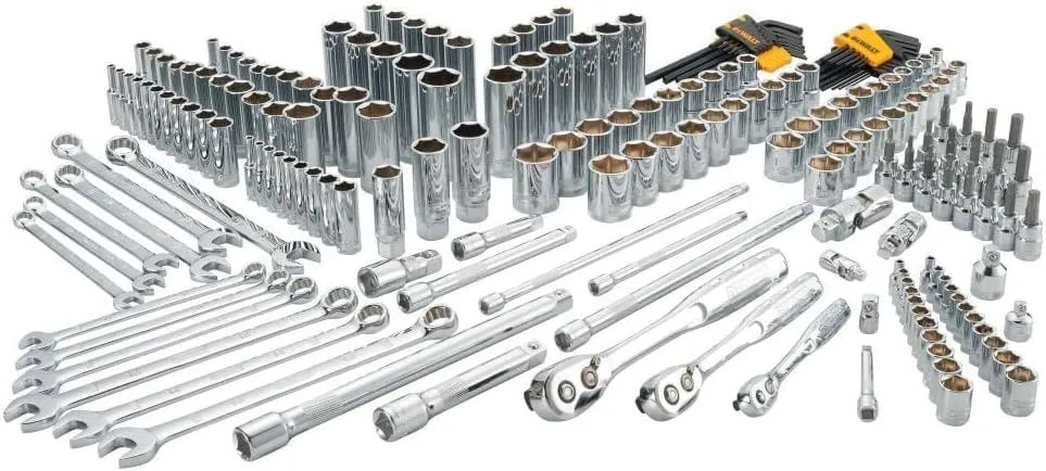 DEWALT Mechanics Tools Kit and Socket Set, 204-Piece, 1/4" & 3/8" & 1/2" Drive, MM/SAE (DWMT72165)
