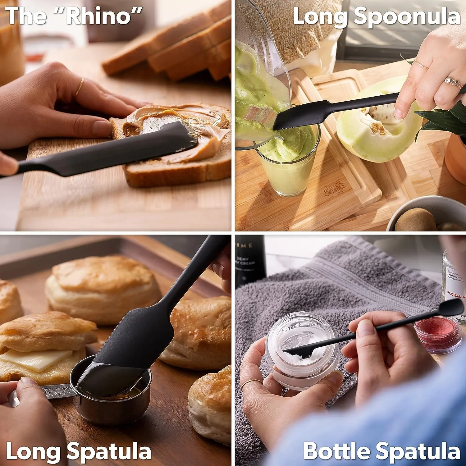 DI ORO Silicone Jar Spatulas for Scraping - Rubber Spatulas Silicone Heat Resistant - Kitchen Spatulas Nonstick Cookware Safe - Silicone Utensil Set for Blenders, Mixing, Baking, & Makeup (5pc, Clay)