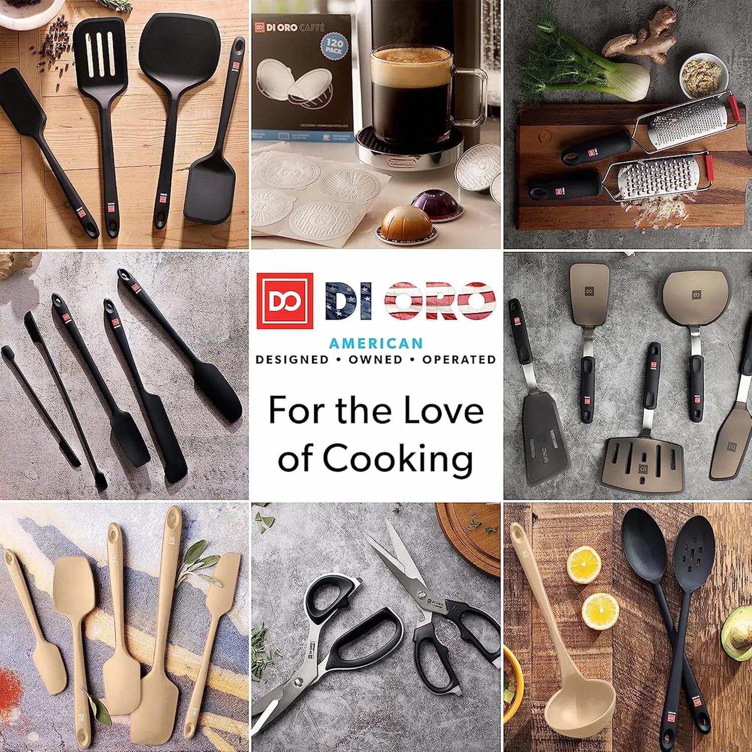 DI ORO Silicone Jar Spatulas for Scraping - Rubber Spatulas Silicone Heat Resistant - Kitchen Spatulas Nonstick Cookware Safe - Silicone Utensil Set for Blenders, Mixing, Baking, & Makeup (5pc, Clay)