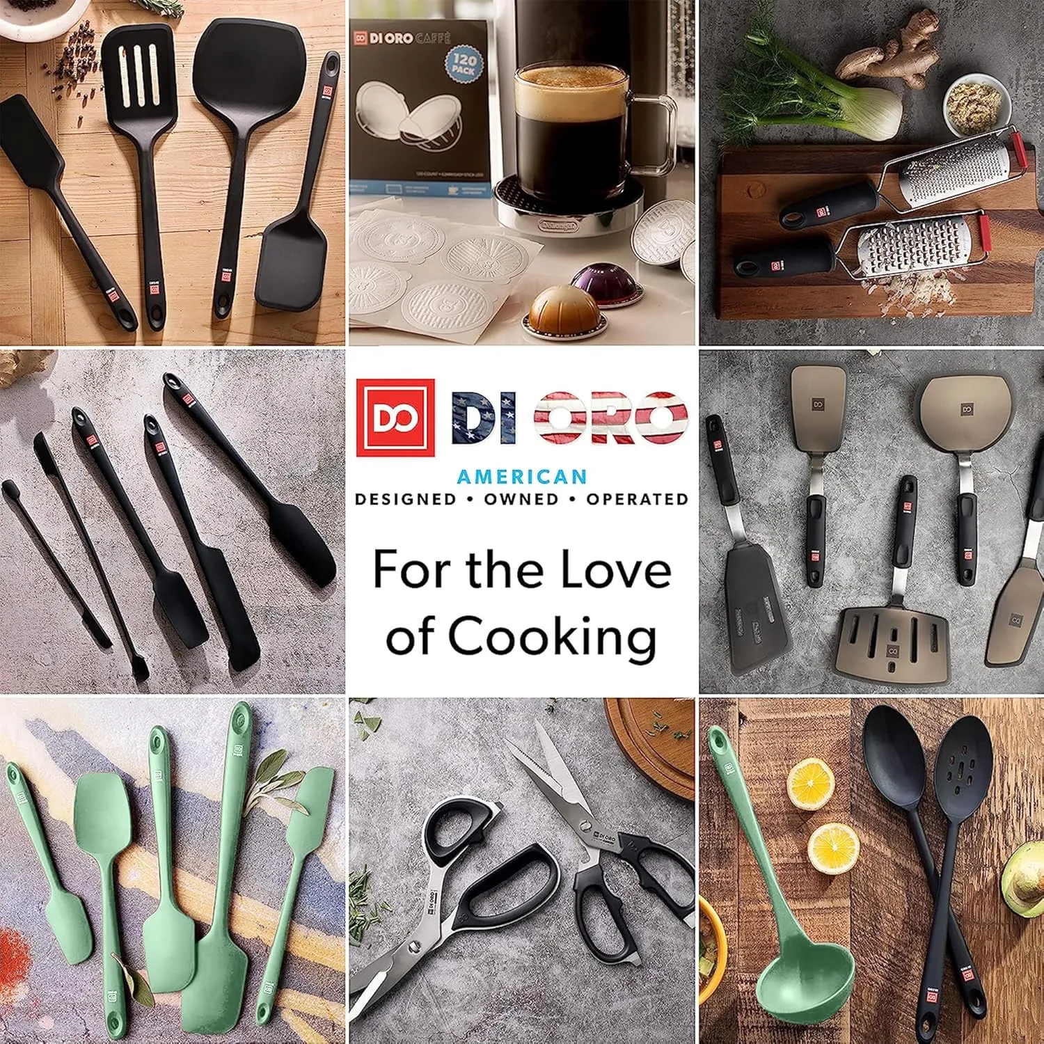 DI ORO Silicone Jar Spatulas for Scraping - Rubber Spatulas Silicone Heat Resistant - Kitchen Spatulas Nonstick Cookware Safe - Silicone Utensil Set for Blenders, Mixing, Baking, & Makeup (5pc, Sage)