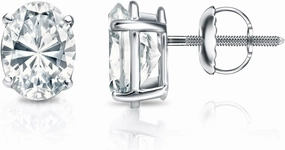 Diamond Wish 1 Carat IGI Certified Diamond Stud Earrings 14k White Gold 4-Prong Basket Oval shape (cttw, G-H, VS2-SI1)