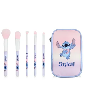 Disney Lilo & Stitch Womens Makeup Brush Set | Multicoloured Character Beauty Brushes with Zip Up Storage Case