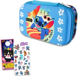 Disney Stitch Cosmetics Bag - Lilo & Stitch Travel Case Bundle Includes Stitch Makeup Bag Plus Gel Pens, Stickers, and Door Hanger | Stitch Accessories for Girls
